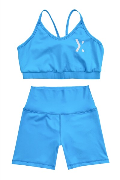 訂做藍色瑜伽運動套裝  設計緊身運動服  運動服供應商 女裝 WTV183 45度照